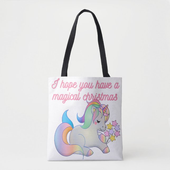 Cute Unicorn Magic Jul Ugly Julafton Tygkasse (Framsida)