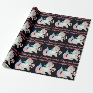 Cute Unicorn Magic Jul Ugly Julafton Wrapping Presentpapper
