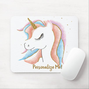 Cute Unicorn Magic Pastel Guld, Personlig Musmatta