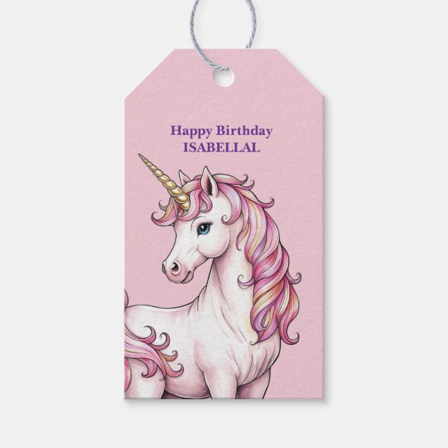 Cute Unicorn Magic princess Girly-barn Presentetikett (Framsidan)