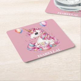 Cute Unicorn Magic princess Girly-barn Underlägg Papper Kvadrat