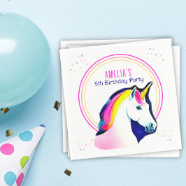 Cute Unicorn Magic Stars Girl Birthday Pappersservett