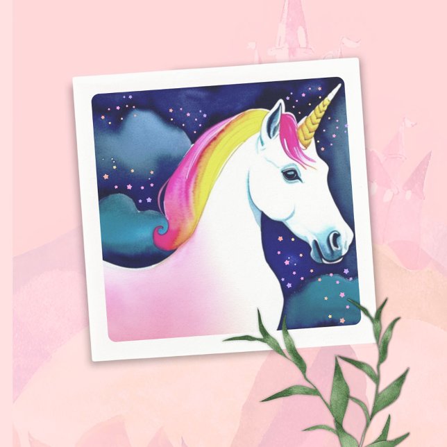 Cute Unicorn Magic Stars Girl Birthday Pappersservett (Skapare uppladdad)