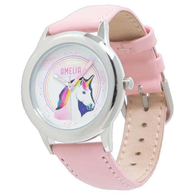 Cute Unicorn Magic Stars Girl Namn Armbandsur (Vinklad)