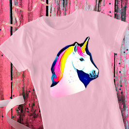 Cute Unicorn Magic Stars Teckning Girly T Shirt