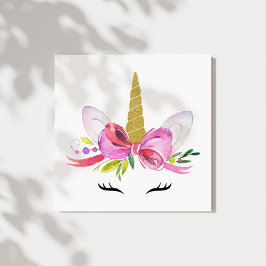 Cute Unicorn, Magic Unicorn, Girl Nursery, Rosa Canvastryck