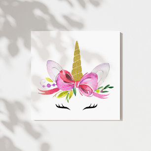 Cute Unicorn, Magic Unicorn, Girl Nursery, Rosa Canvastryck