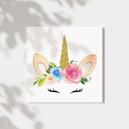Cute Unicorn, Magic Unicorn, Girl Nursery, Rosa Canvastryck