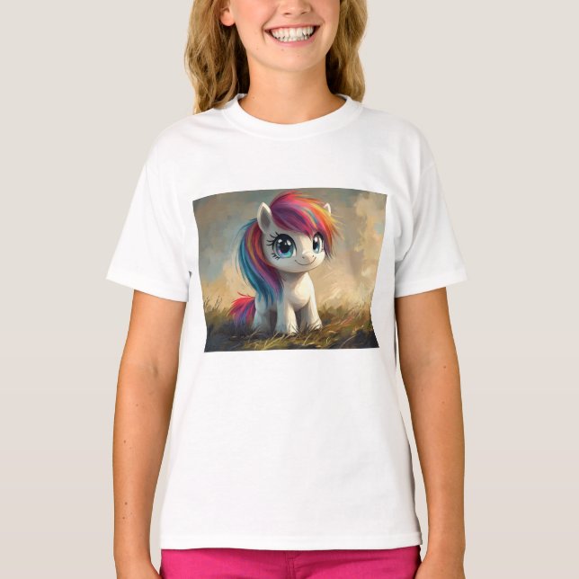 Cute Unicorn-målning T Shirt (Framsida)