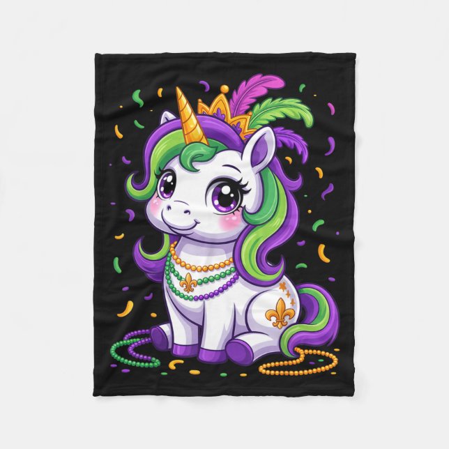 Cute Unicorn Mardi Gras Carnival Fat Tuesday Girls Fleecefilt (Framsidan)