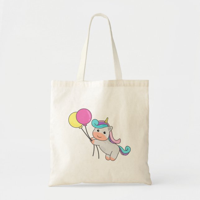 Cute Unicorn med ballonger Tygkasse (Framsidan)