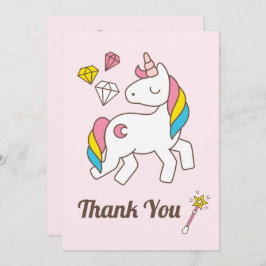 Cute Unicorn med Cute Trollspö & Diamonds.Tack Inbjudningar