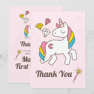 Cute Unicorn med Cute Trollspö & Diamonds.Tack Inbjudningar