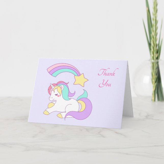 Cute Unicorn med färglös Tack av stjärnor (Framsida)
