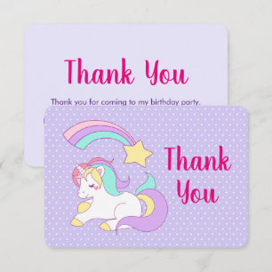Cute Unicorn med färglös Tack av stjärnor Inbjudningar