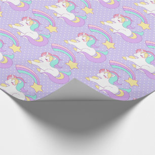 Cute Unicorn med färgstark stöttstjärna Presentpapper