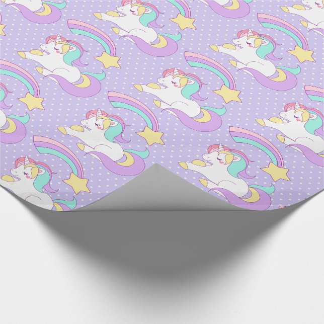 Cute Unicorn med färgstark stöttstjärna Presentpapper (Hörn)