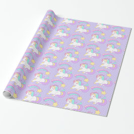 Cute Unicorn med färgstark stöttstjärna Presentpapper