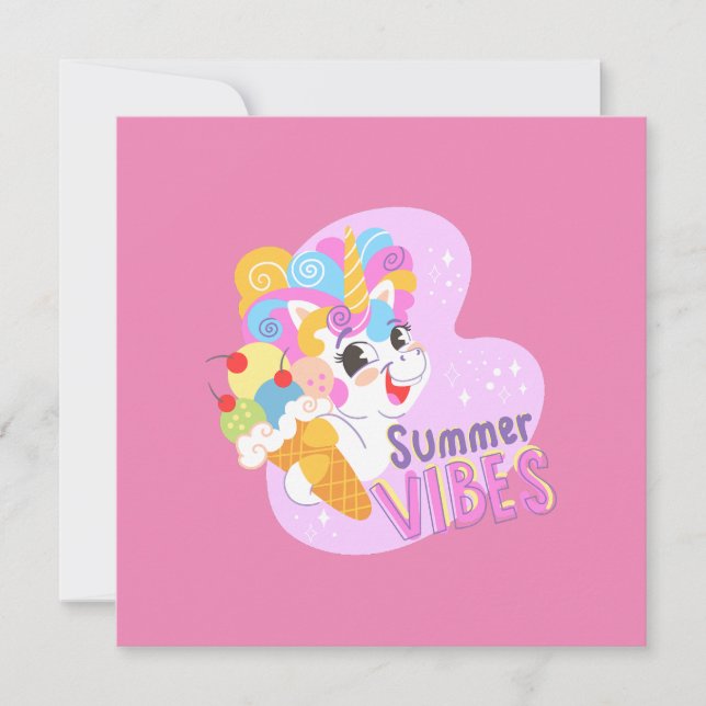 Cute unicorn med glass inbjudningar (Framsida)