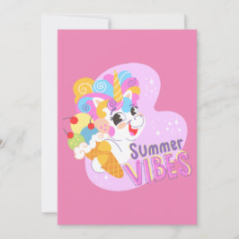 Cute unicorn med glass julkort
