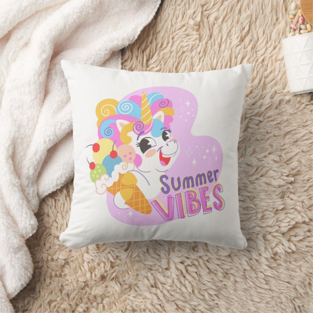 Cute unicorn med glass kudde (Filt)