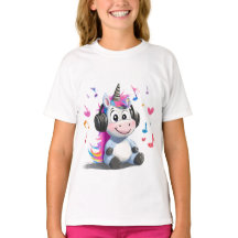 Cute Unicorn med hörlurar T-Shirt