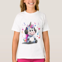 Cute Unicorn med hörlurar T-Shirt