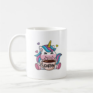 Cute Unicorn med kaffe Kaffemugg