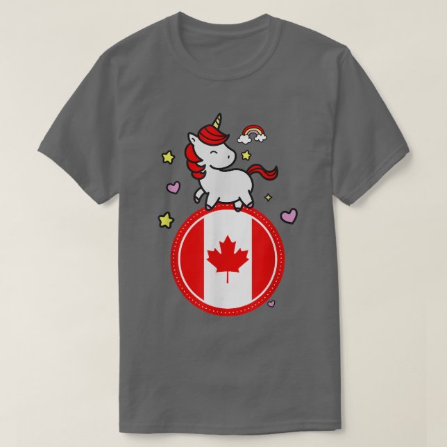 Cute Unicorn med Kanada T Shirt (Design framsida)