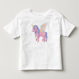 Cute Unicorn med regnbåge vinge, illustration Tee Shirt