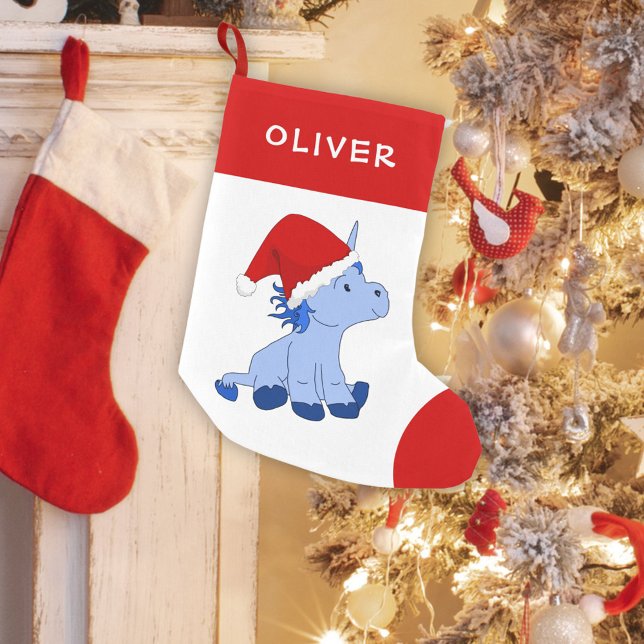 Cute Unicorn med Santa Hat Kid`s Liten Julstrumpa (Skapare uppladdad)