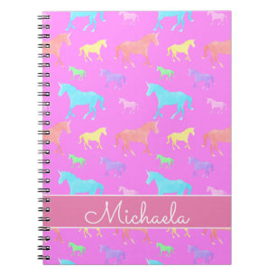 Cute Unicorn Mönster Namn Lila Rosa Kids School Anteckningsbok