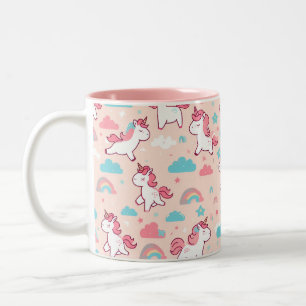 Cute Unicorn Mönster Två-Tonad Mugg