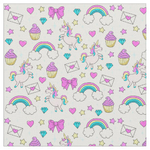Cute Unicorn Mönster Tyg