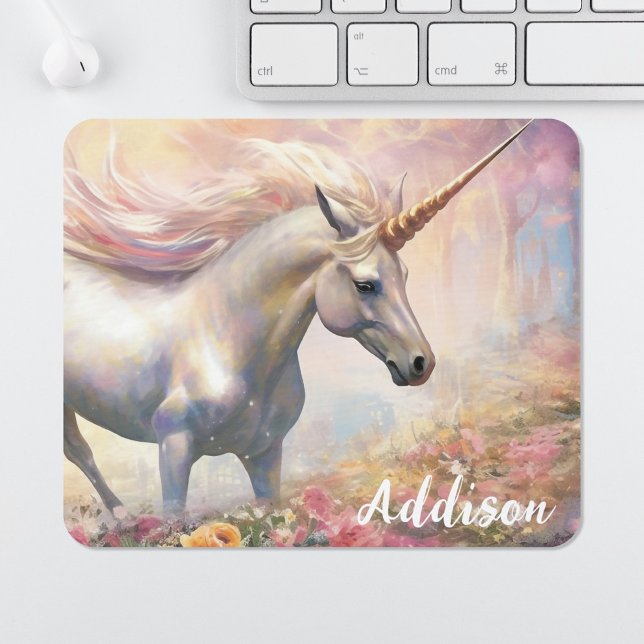 Cute Unicorn Mouse Pad med anpassad namnmall Musmatta (Skapare uppladdad)