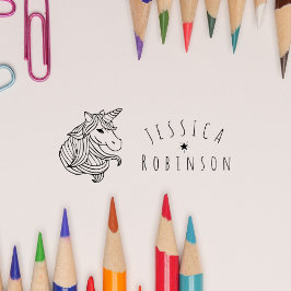 Cute Unicorn Namnteckning Anpassad namnskola Bokar Självfärgande Stämpel