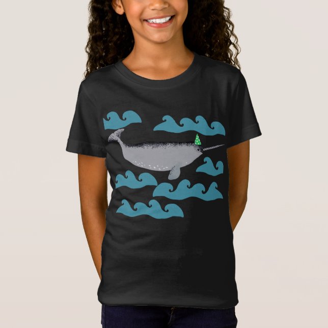 Cute Unicorn Narwhal Whaley Sea Kids T Shirt (Framsida)