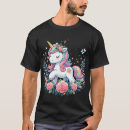 Cute Unicorn on Flowers T Shirt