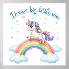 Cute Unicorn on Rainbow, Nursery Printable Poster