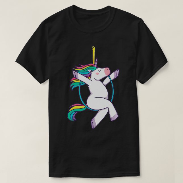 Cute Unicorn på Aerial Ring Magic Illustrati T Shirt (Design framsida)