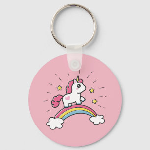 Cute Unicorn på en regnbågsdesign Nyckelring