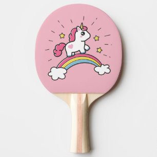 Cute Unicorn på en regnbågsdesign Pingisracket