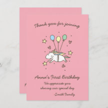 Cute Unicorn på Laurels. Födelsedag. Tack.