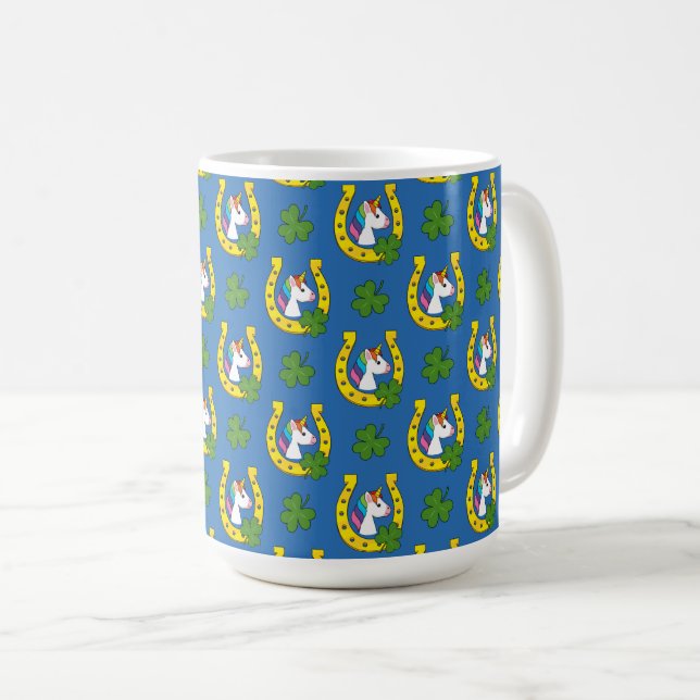 Cute Unicorn på Mönster Kaffemugg (Framsida höger)
