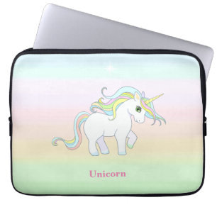 Cute Unicorn på Pastel Färg Laptop Fodral