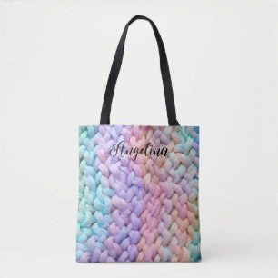 Cute Unicorn Pastel Crochet Mönster Personized Tygkasse