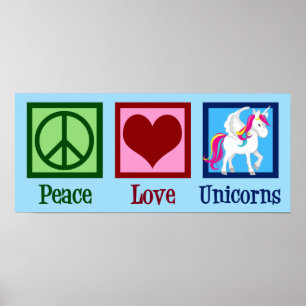Cute Unicorn Peace Kärlek Unicorns Poster