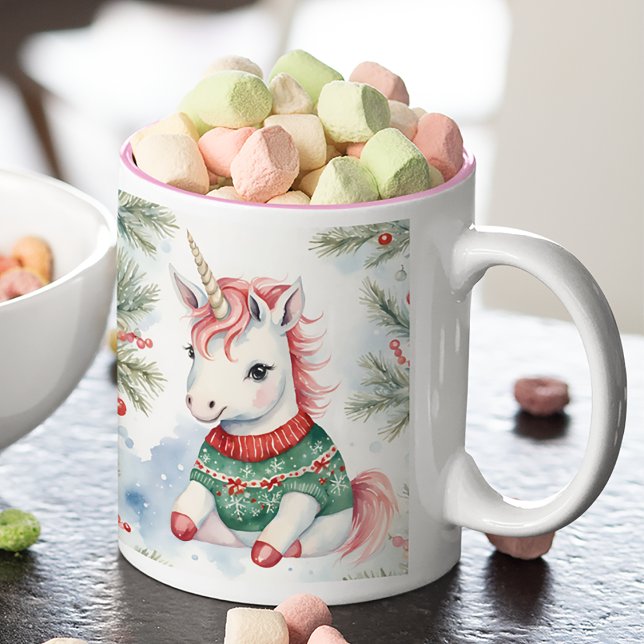 Cute Unicorn-Personlig jul Två-Tonad Mugg (Skapare uppladdad)