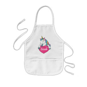 Cute Unicorn Personlig Namn Barnförkläde