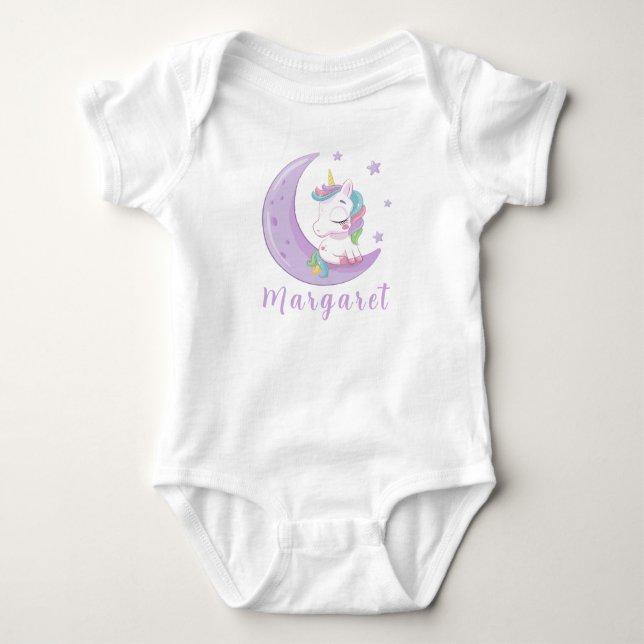 Cute Unicorn Personlig Namn Cute T Shirt (Framsida)
